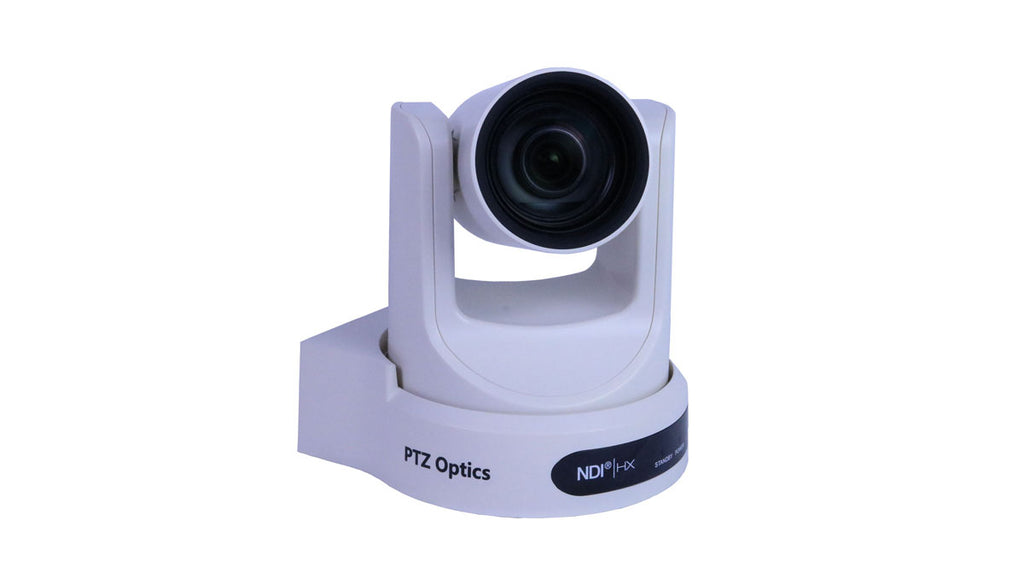 PTZOptics 12X-NDI PTZ Camera White Front Angle