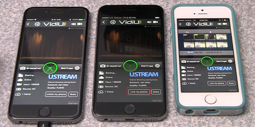 Teradek Vidiu app on smart phones